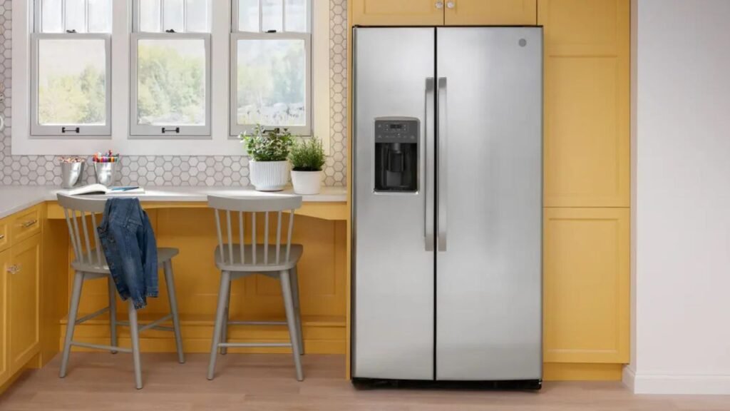 Modern side by side refrigerator with sleek design and spacious compartments