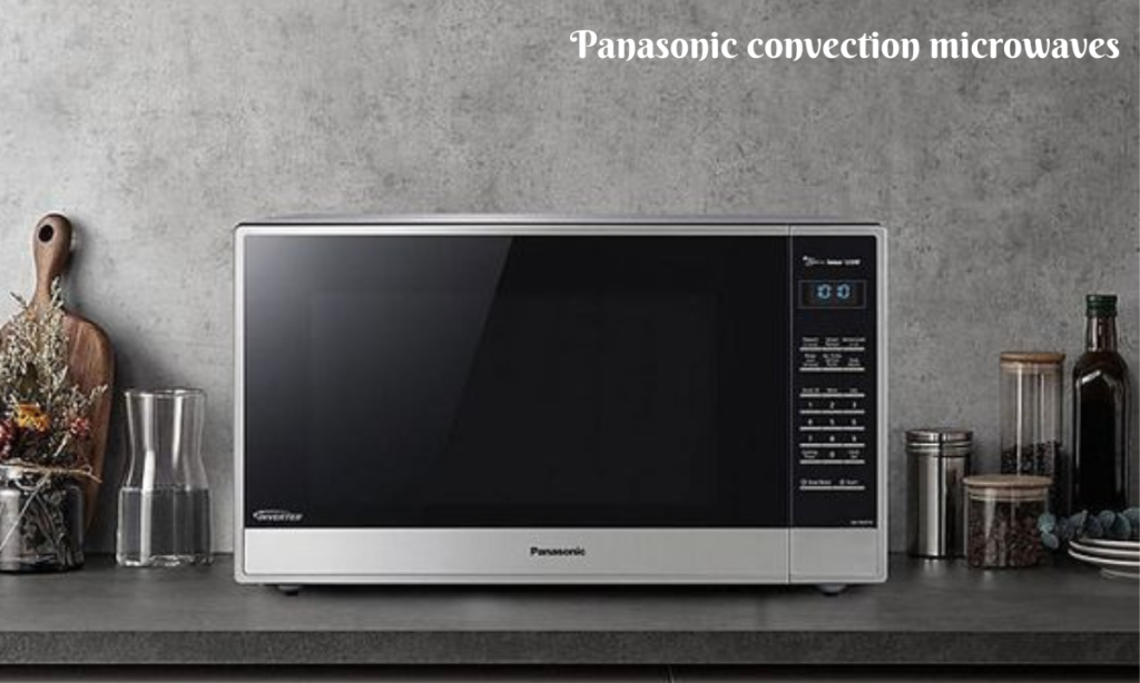 A sleek Panasonic convection microwave oven on a kitchen countertop, showcasing its modern design and user-friendly control panel.